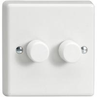 Varilight 2x250W 2 Gang 2 Way Dimmer Switch - White