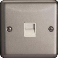 Varilight Classic 1 Gang Telephone Slave Socket with White Inserts (Single XSTSW) - Matt Chrome