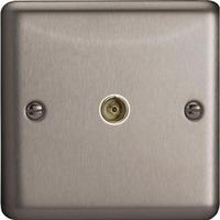 Varilight Classic 1 Gang Co-axial TV Socket with White Inserts (Single XS8ISOW) - Matt Chrome