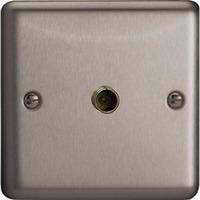 Varilight Classic 1 Gang Satellite Socket F-Type with Black Inserts (Single XS8S) - Matt Chrome