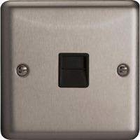 Varilight Classic 1 Gang Telephone Slave Socket with Black Inserts (Single XSTSB) - Matt Chrome