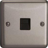 Varilight Classic 1 Gang Telephone Master Socket with Black Inserts (Single XSTMB) - Matt Chrome