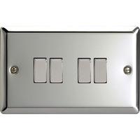 Varilight Classic 4 Gang 2 Way Rocker Switch With Metal Rockers (Double XC9D) - Polished Chrome
