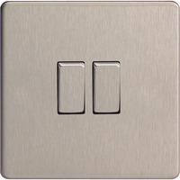 Varilight Screwless 2 Gang Intermediate Switch With Metal Rocker (Single XDS77S) - Brushed Steel