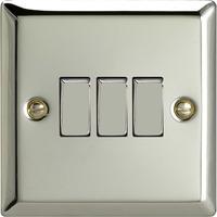 varilight classic 3 gang 2 way rocker switch with metal rockers single ...