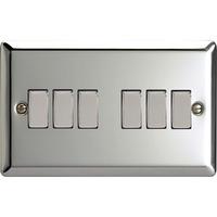 Varilight Classic 6 Gang 2 Way Rocker Switch With Metal Rockers (Double XC96D) - Polished Chrome