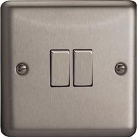 Varilight Classic 2 Gang Rocker Switch with Decorative Insert (Double XS2D) - Matt Chrome