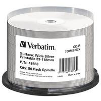 verbatim cd r wide silver inkjet printable 700mb 52x