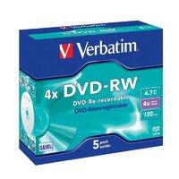 Verbatim 4x DVD-RW 4.7GB 5 Pack Jewel Case