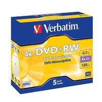 Verbatim 43229 4x Advserl 4.7GB Blank DVD+RW - 5 Pack Jewel Case