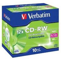 Verbatim 43148 12x Blank CD-RW Discs - 10 Pack Jewel Case