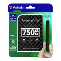 Verbatim 750GB 2.5" Black USB 3.0 Portable Slim HDD