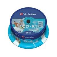 verbatim 52x cd r 700mb inkjet printable 25 pack spindle