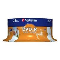 Verbatim 16x DVD-R 4.7GB Wide Inkjet Printable AZO 25 Pack Spindle