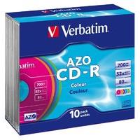 Verbatim 48x CD-R 700mb 80 Minute Color Slim Case (10 Pack)