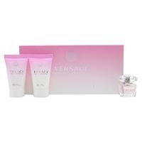 versace bright crystal gift set 5ml edt 25ml perfumed body lotion 25ml ...