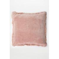 Velvet Fringe Cushion, PINK