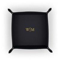 Vegan Leather Jewellery Tray - Line Monogram Emboss - Medium White - Small Black