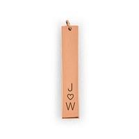 Vertical Rectangle Tag Pendant - Initials with Heart - Matte Gold