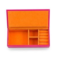 Vegan Leather Jewellery Box - Pink with Orange