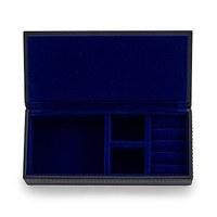 Vegan Leather Jewellery Box - Black with Dark Blue