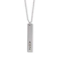 Vertical Rectangle Tag Necklace - Initials with Heart - Matte Gold