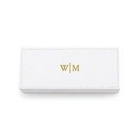 Vegan Leather Jewellery Box - Line Monogram Emboss - White