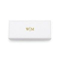 Vegan Leather Jewellery Box - Line Monogram Emboss - Sea Blue