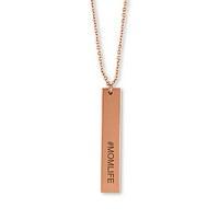 vertical rectangle tag necklace modern sans serif font matte gold