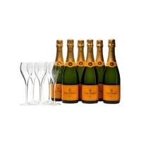 veuve clicquot champagne home party set 6 bottles 6 flutes