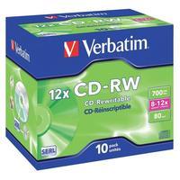 Verbatim CD-RW 700MB 80min 12x Hi Speed Jewel Case 10 Pack
