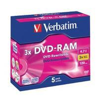 Verbatim DVD-RAM 4.7GB Jewel Case Pack of 5 43450