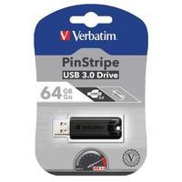 Verbatim Black Pinstripe 64GB USB 3.0 Flash Drive 49318