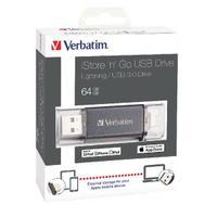 verbatim istore n go lightning 30 usb drive 64gb black 49301