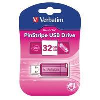 Verbatim Hot Pink Pinstripe 32GB USB 2.0 Flash Drive 49056