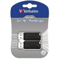 Verbatim Store n Go Black PinStripe 16GB USB Drive Pack of 2 49049