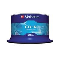 verbatim cd r recordable disk write once on spindle 52x speed 80min