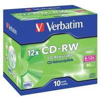 Verbatim CD-RW 700MB 80min 12x Hi Speed Jewel Case 10 Pack 43148