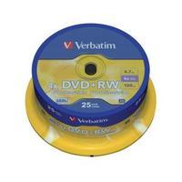 Verbatim DVDRW 4.7GB 4x Matt Silver Spindle Pack of 25 43489