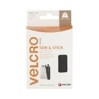 VELCRO Brand Sew & Stick Hook and Loop Fastener 20mm x 1M Black