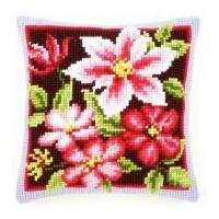 Vervaco Cross Stitch Kit Cushion Kit Pink Clematis