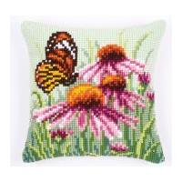Vervaco Cross Stitch Cushion Kit Daisy Butterfly