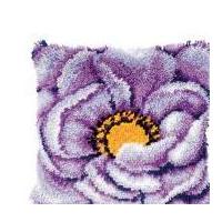 Vervaco Latch Hook Cushion Kit Purple Bloom