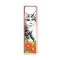 Vervaco Counted Cross Stitch Kit Bookmark Grey Kitten