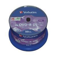 verbatim 85gb 8x dvdr dual layer discs spindle of 50 43758