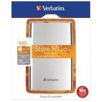 Verbatim Store n Go USB 3.0 Portable 500GB Silver Hard Drive 53021