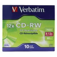 Verbatim CD-RW 700MB 8-12X Hi-Speed Pack of 10 VM31480