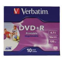 Verbatim DVDR 16x 4.7GB Inkjet Printable Pack of 10 43508