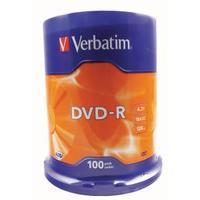 Verbatim DVD-R 16x Non-Printable Spindle Pack of 100 43549