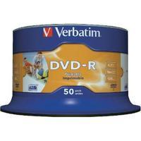 verbatim dvd r 16x wide inkjet printable spindle pack of 50 43649